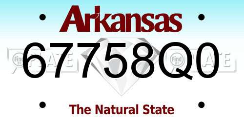 67758Q0 Arkansas License Plate