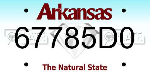 67785D0 Arkansas License Plate
