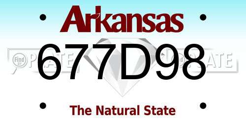 677D98 Arkansas License Plate