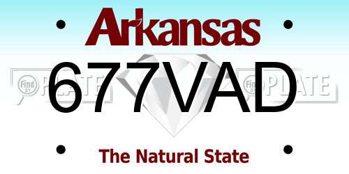 677VAD Arkansas License Plate
