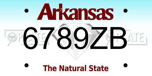 6789ZB Arkansas License Plate