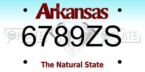 6789ZS Arkansas License Plate