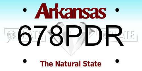 678PDR Arkansas License Plate