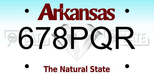 678PQR Arkansas License Plate