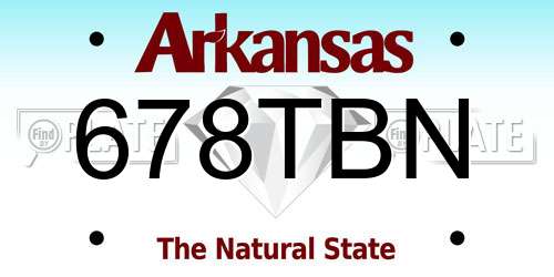 678TBN Arkansas License Plate