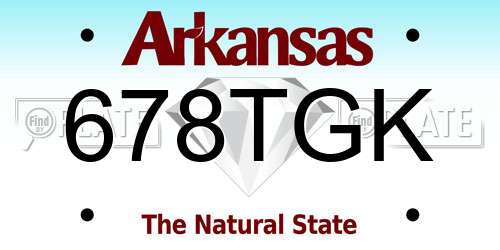 678TGK Arkansas License Plate