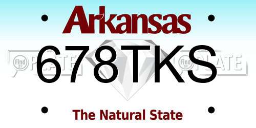 678TKS Arkansas License Plate