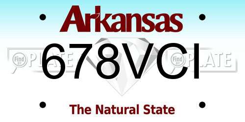 678VCI Arkansas License Plate
