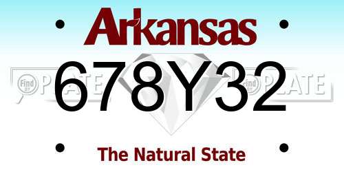 678Y32 Arkansas License Plate