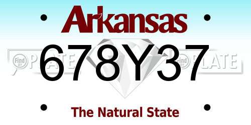 678Y37 Arkansas License Plate