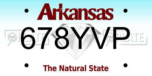 678YVP Arkansas License Plate