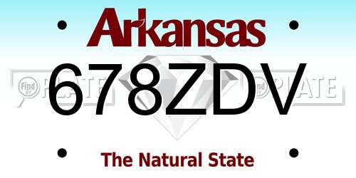 678ZDV Arkansas License Plate