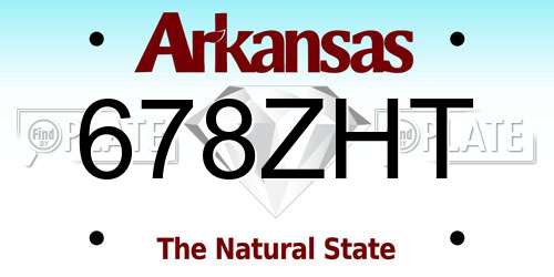 678ZHT Arkansas License Plate
