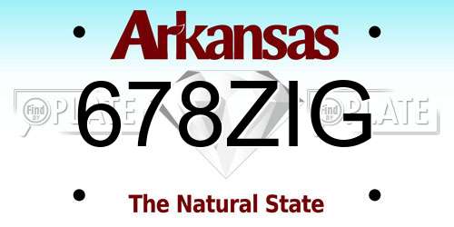 678ZIG Arkansas License Plate