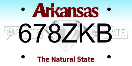 678ZKB Arkansas License Plate