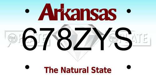 678ZYS Arkansas License Plate
