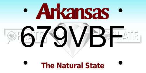 679VBF Arkansas License Plate