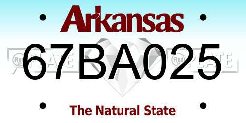 67BA025 Arkansas License Plate