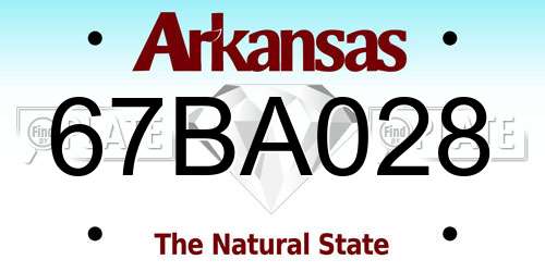 67BA028 Arkansas License Plate