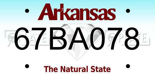 67BA078 Arkansas License Plate