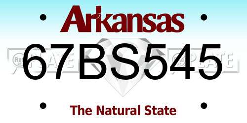 67BS545 Arkansas License Plate