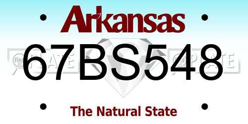 67BS548 Arkansas License Plate