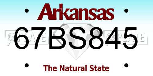 67BS845 Arkansas License Plate