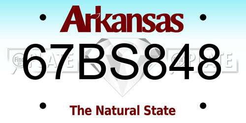 67BS848 Arkansas License Plate