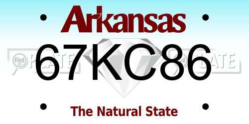 67KC86 Arkansas License Plate