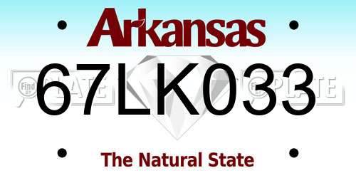 67LK033 Arkansas License Plate