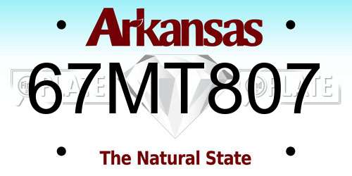67MT807 Arkansas License Plate