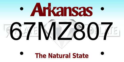 67MZ807 Arkansas License Plate