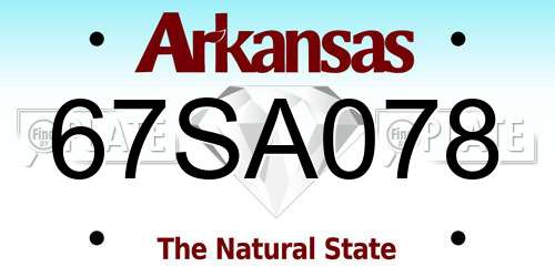 67SA078 Arkansas License Plate