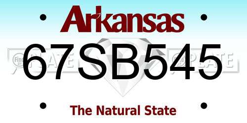 67SB545 Arkansas License Plate