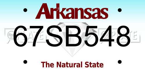 67SB548 Arkansas License Plate