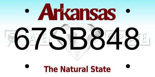 67SB848 Arkansas License Plate