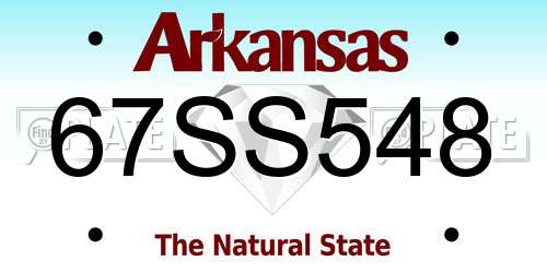 67SS548 Arkansas License Plate