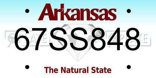 67SS848 Arkansas License Plate