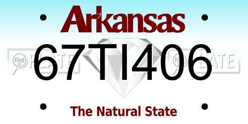 67TI406 Arkansas License Plate
