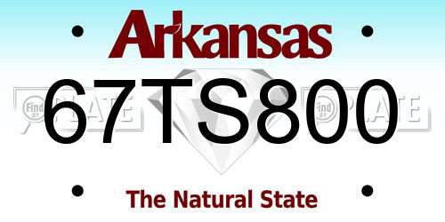 67TS800 Arkansas License Plate