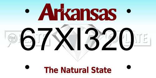 67XI320 Arkansas License Plate