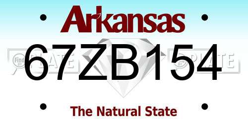 67ZB154 Arkansas License Plate