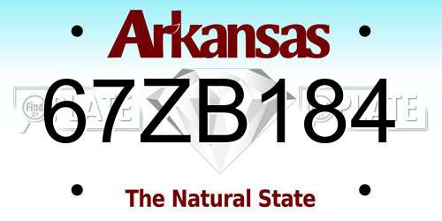 67ZB184 Arkansas License Plate