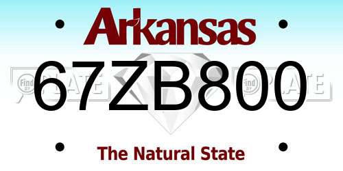 67ZB800 Arkansas License Plate