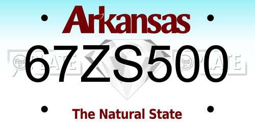 67ZS500 Arkansas License Plate