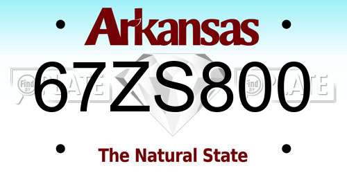 67ZS800 Arkansas License Plate
