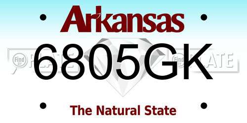 6805GK Arkansas License Plate