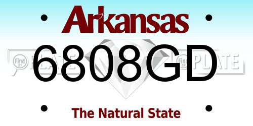 6808GD Arkansas License Plate