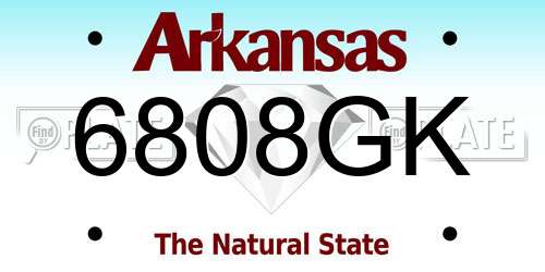 6808GK Arkansas License Plate