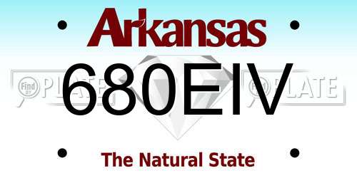 680EIV Arkansas License Plate